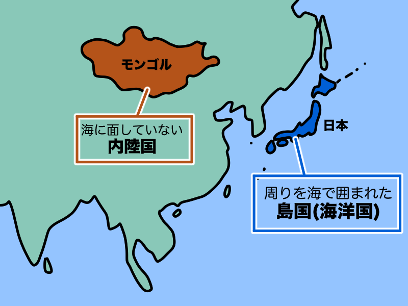 内陸国と島国(海洋国)