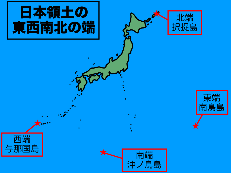 日本領土の東西南北の端