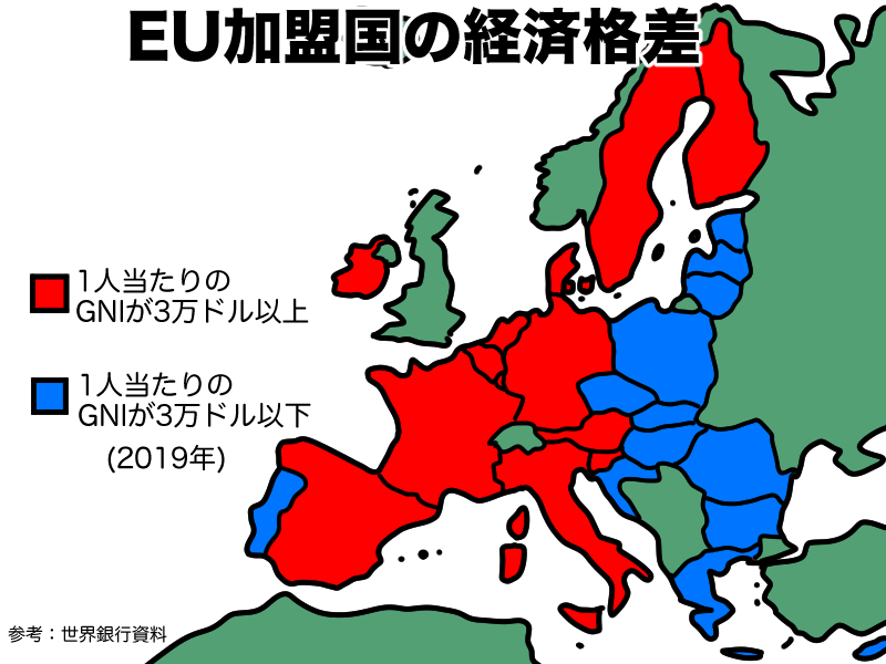 EU加盟国間での経済格差