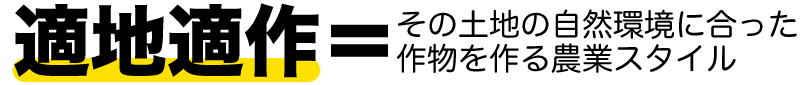 適地適作とはその土地の自然環境に合った
作物を作る農業スタイル