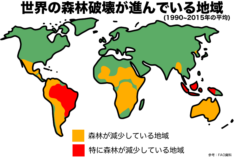 世界の森林破壊地域