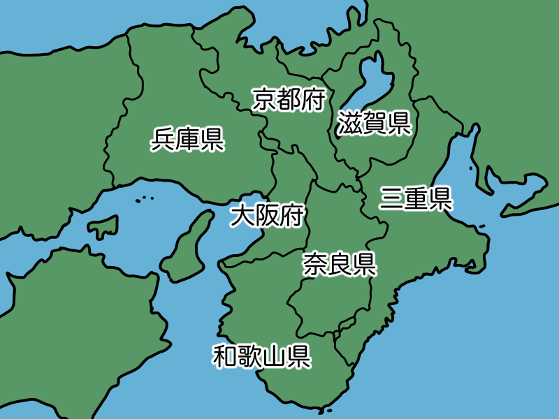 近畿地方の府県位置