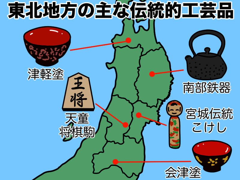 東北地方の主な伝統的工芸品