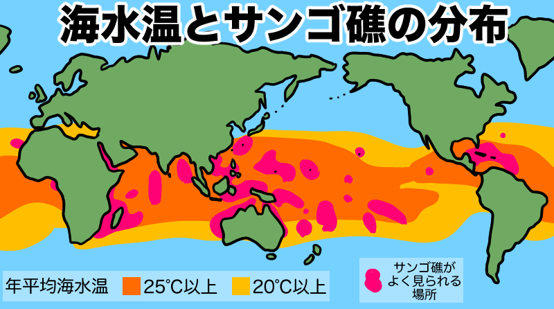 海水温とサンゴ礁の分布