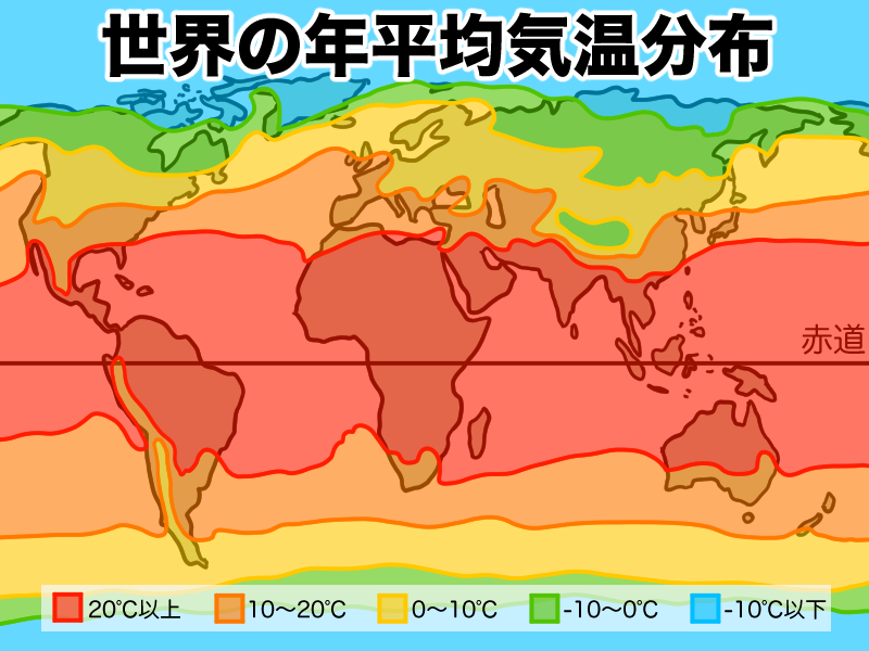 世界年平均気温分布